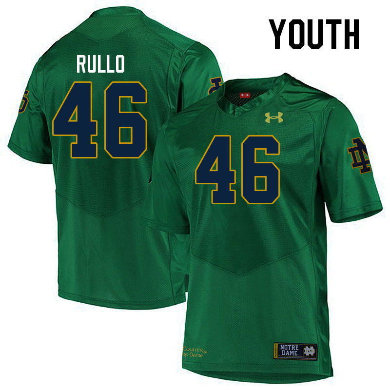 Youth #46 Jerry Rullo Notre Dame Fighting Irish College Football Jerseys Stitched-Green